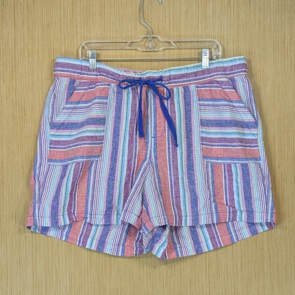 Lane Bryant‎ Shorts Womens 16 Colorful Striped Resortwear Beach Linen Cotton